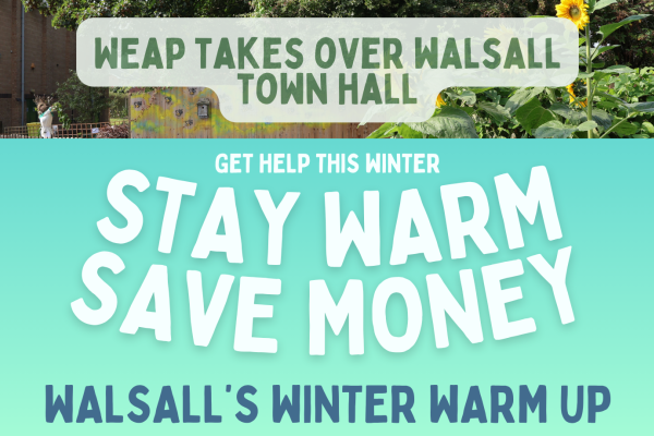 Text for Stay warm, save money event at Walsall Town Hall in Walsall